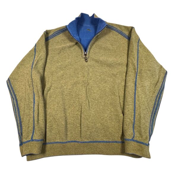Tommy Bahama Sweater 1/4 Zip Reversible Contrast Stitch Outdoor Activewear - Picture 4 of 12